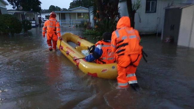 Redidents are evacuated from the Riverside Village in Port Macquarie. Source: Supplied