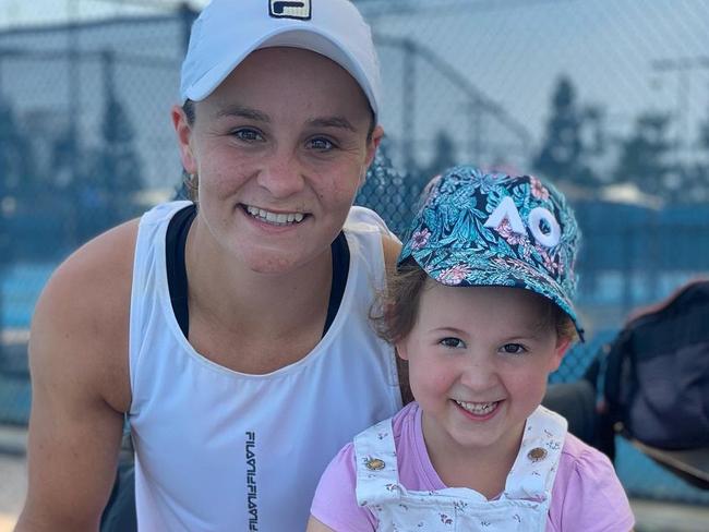 Ash Barty with her niece Lucy. Credit Ash Barty/Instagram