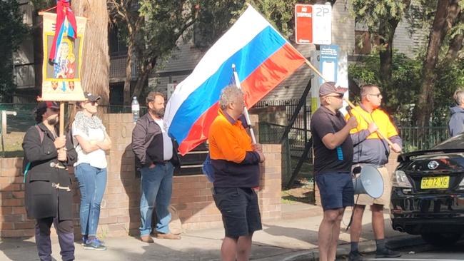 Boikov supporters outside Burwood Local Court on May 19. 2022.