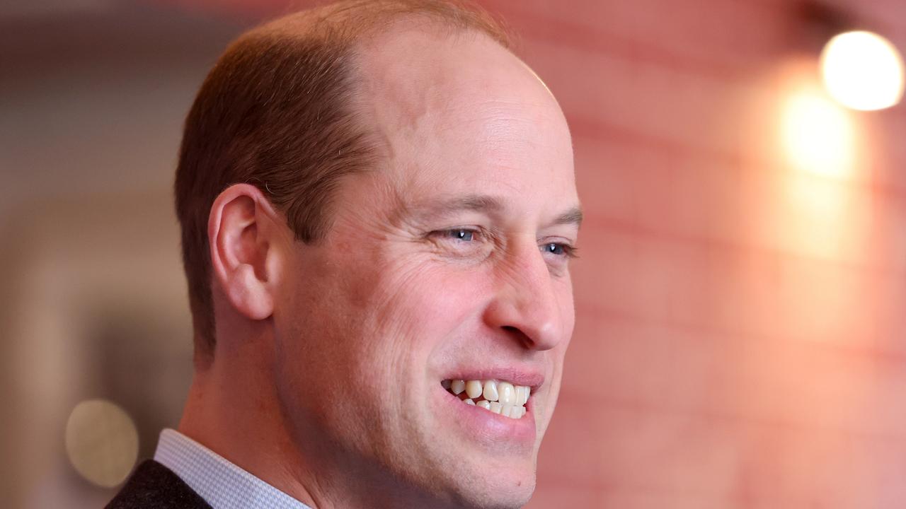 Prince William laughs during his visit to The Turf Pub, near Wrexham AFC. Picture: Getty Images