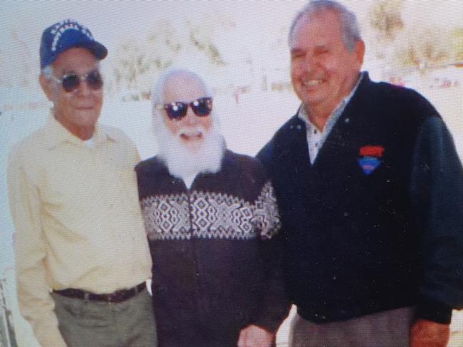 William Cole Sr, at right, with Henry Peckham Sr and former umpire Vic Lomas