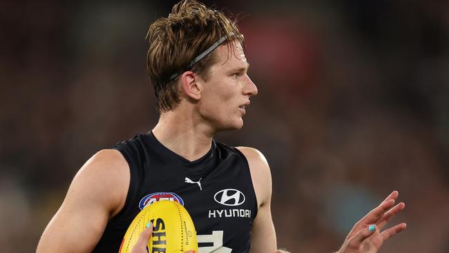 Jordan Boyd has become an integral member of Carlton’s defence in only 18 games and is poised for a breakout year in 2024 after overcoming repeat foot injuries. Picture: Robert Cianflone / Getty Images