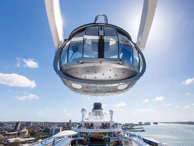 North Star is the highest viewing deck at sea. We will stream from inside the pod as Ovation of the Seas arrives in Sydney.