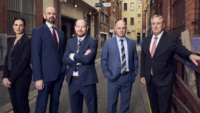Detectives, Carla Corbitt, Steve Hegarty, Jordan Dowling, Brendan Martinovic, and Sergeant Joe Barry, from JACET. Picture: Matt Loxton