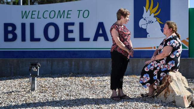 Biloela residents Anne Smith and Mary Austin are supporters of Tamil asylum seekers Nades and Priya Nadarasa and their children, four-year-old Kopika and two-year-old Tharunicaa. Picture: AAP