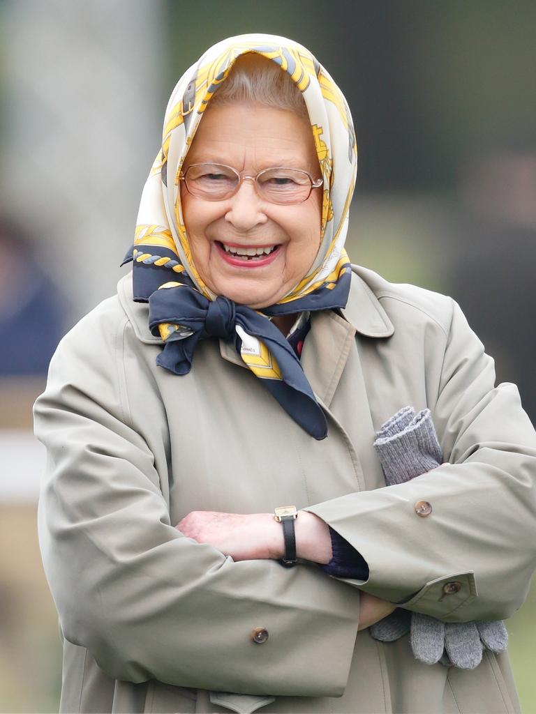 The Queen watches her horse 'Barber's Shop' win (for the second consecutive year) The Tattersalls and RoR Thoroughbred Ridden Show Series in 2017. Picture: Getty Images