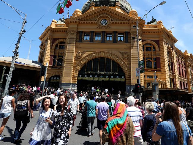 Flinders St Station last year, on the same day police thwarted an alleged terror plot. Picture: David Geraghty/The Australian