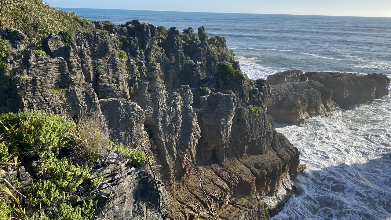 Pancake-shaped rock formations at Punakaiki. Picture: Jack Evans