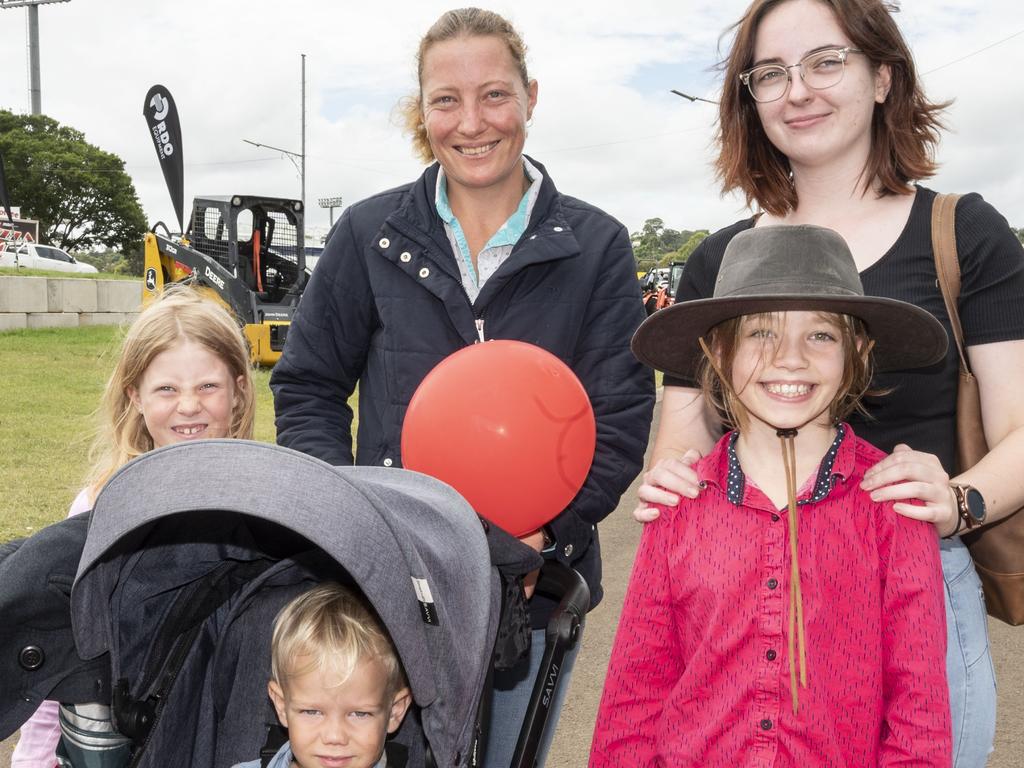 (back from left) Kiera Royer and Zoe Girle. (front from left) Tara Royer, Edward Royer and Shamilla Royer on day 3 of the Toowoomba Royal Show. Sunday, March 27, 2022. Picture: Nev Madsen.