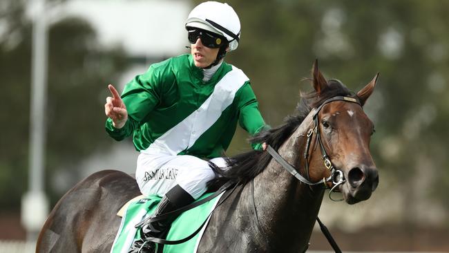 Jockey Damian Lane won his second Golden Slipper. Picture: Getty Images