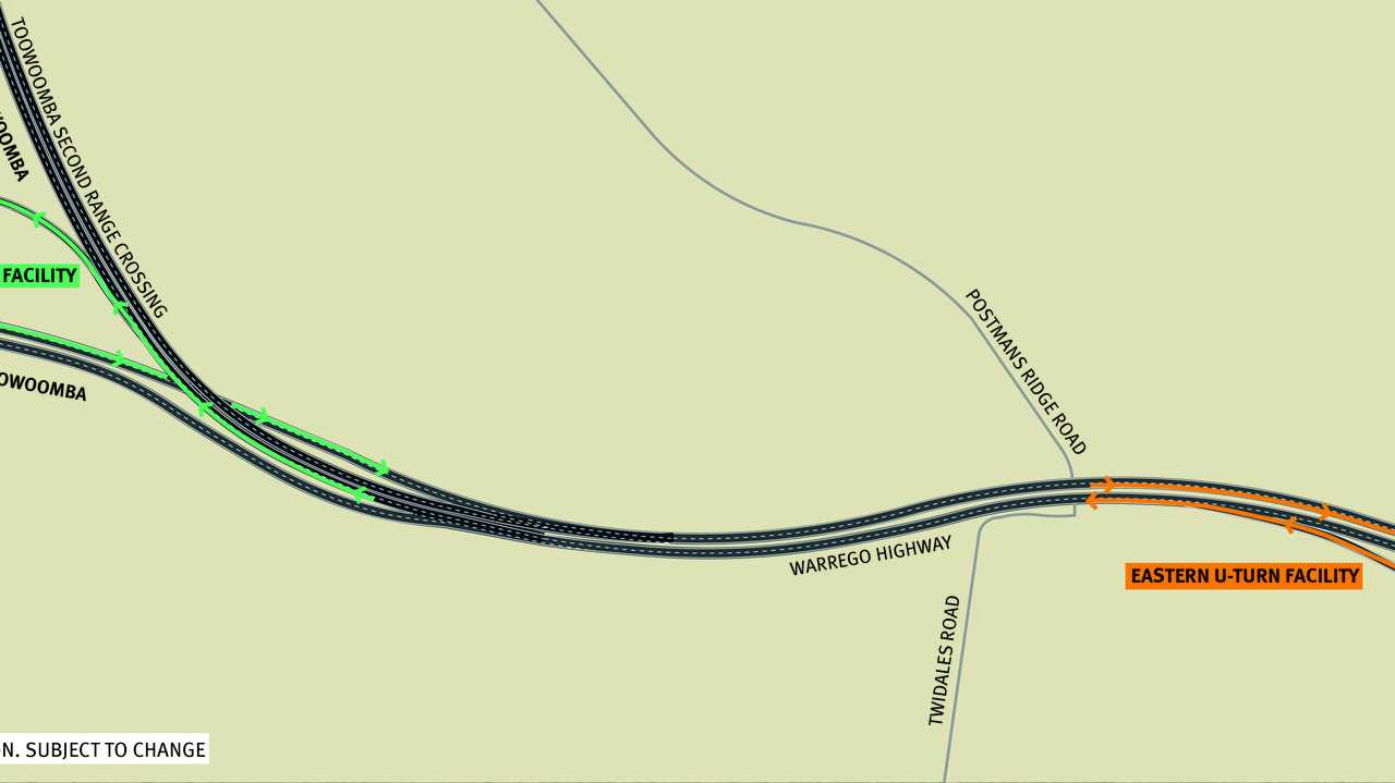 A design for the new turn areas on the Warrego Highway. Picture: Contributed