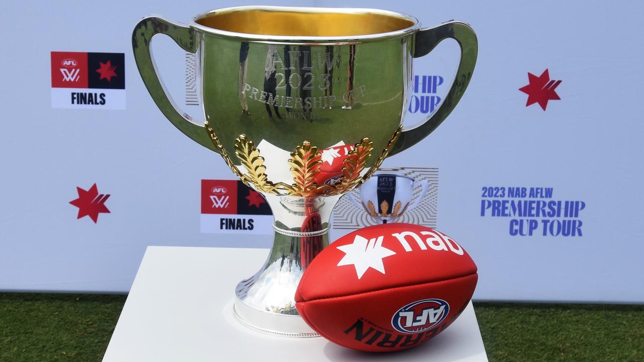 The 2023 AFLW premiership trophy. Picture: Darcy.
