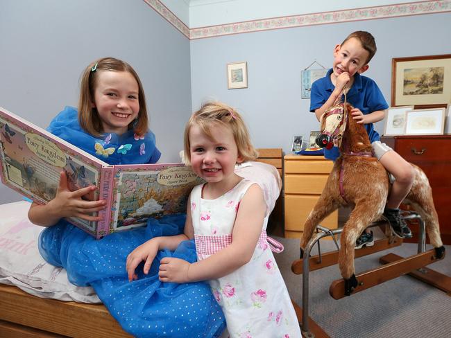 The Mohring family at home: Hannah, 9, Ruth, 3, and Thomas, 5. Picture: Ian Currie