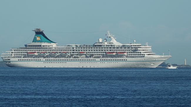 The cruise ship Artania anchored offshore between Fremantle and Rottnest Island this week. Picture: Getty Images