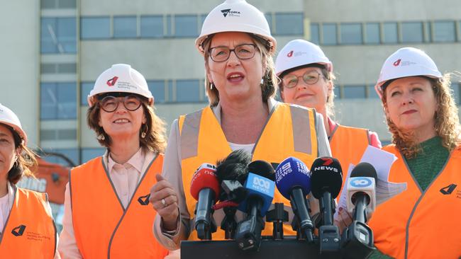 Victorian Premier Jacinta Allan makes an announcement at the Northern Hospital redevelopment site in Epping on Sunday. Picture: David Crosling/NewsWire