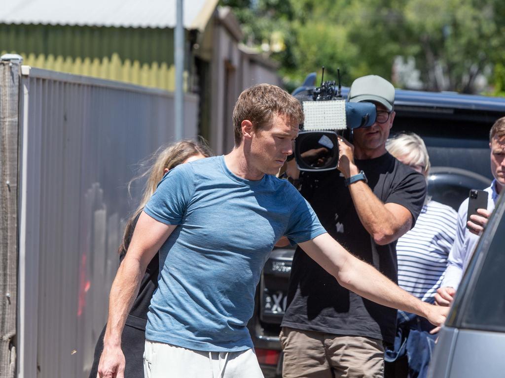 Rohan Dennis did not speak to reporters outside his home. Picture: NCA Newswire / Brett Hartwig