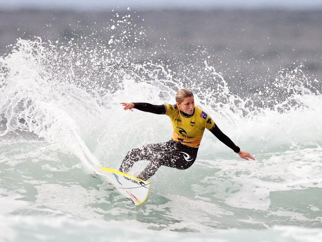 BELLS BEACH, AUSTRALIA - MARCH 27: Molly Picklum of Australia during the 2024 Rip Curl Pro Bells Beach on March 27, 2024 in Winkipop, Australia.  (Photo by Morgan Hancock/Getty Images)