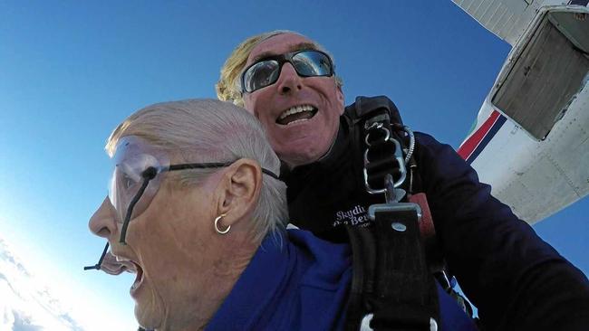 It&#39;s too late to say no... yep we&#39;re falling. Picture: Skydiving Fraser Island