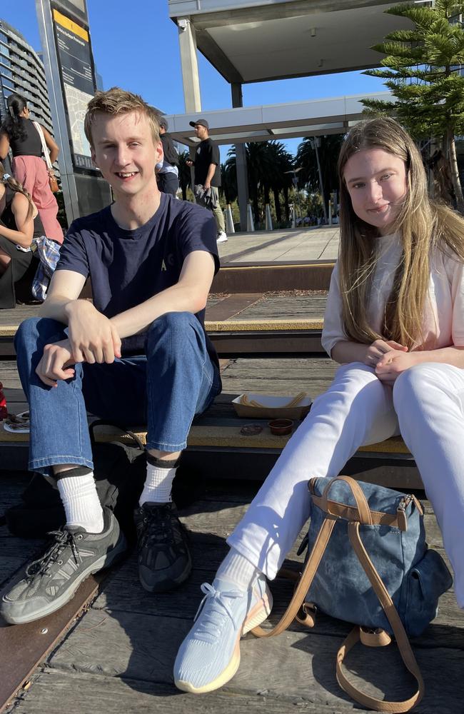 Riley and Mikayla at Docklands for the 2024 New Year's Eve fireworks. Picture: Athos Sirianos