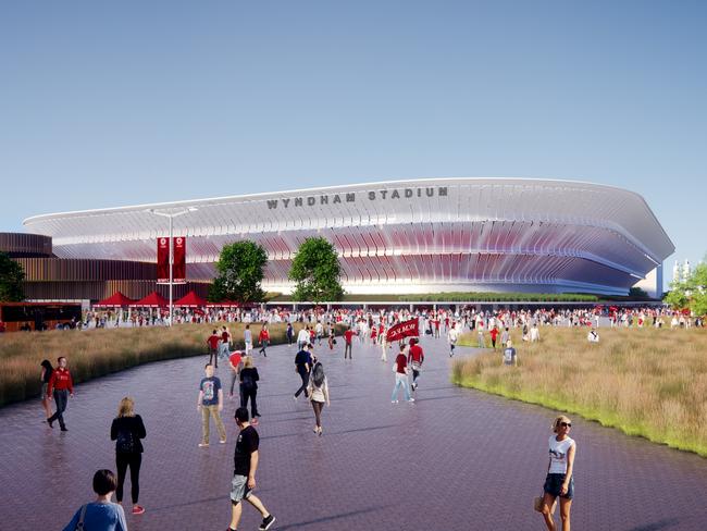 Artist's impression of Western Melbourne’s proposed 15,000 seat stadium in Tarneit.