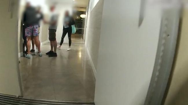 Bodycam footage of police arresting men accused of using the internet to meet a child to sexually abuse. Picture: Queensland Police Service