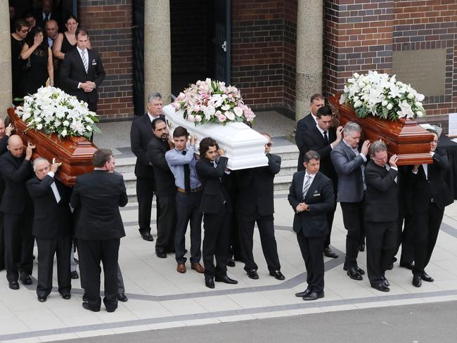 The funeral for Lars, Vivian and Annabelle Falkholt. Picture: David Swift.