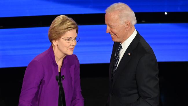 Elizabeth Warren has thrown her support behind Joe Biden. Picture: AFP