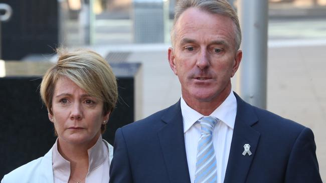 Andrew and Belinda Prestney leaving court after Richard Pusey was sentenced. Picture: NCA NewsWire/David Crosling