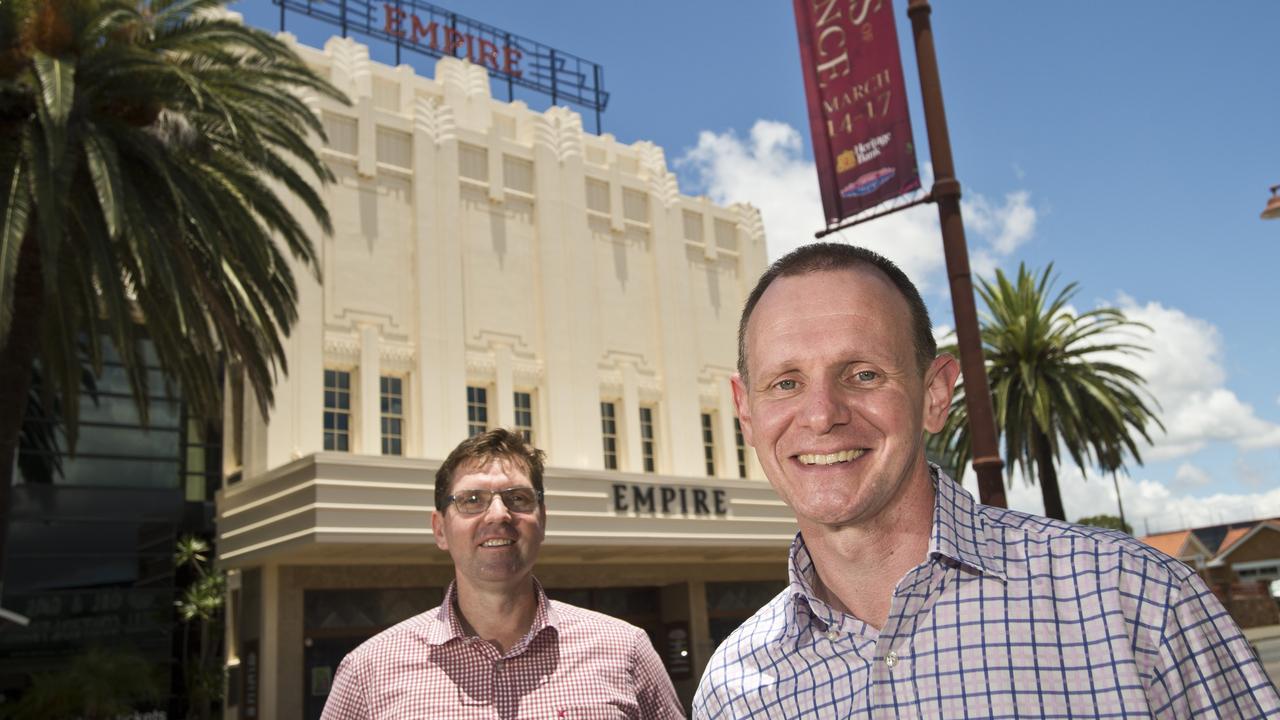 Deputy Geoff McDonald (left) and Empire Theatres board of directors chairman Andrew Wielandt.