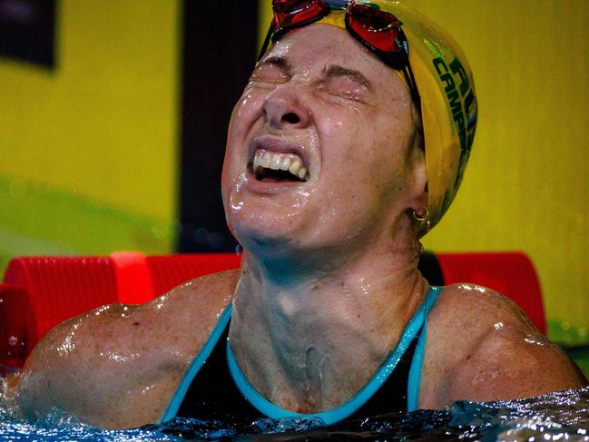 An exasperated Cate Campbell after her heat. Picture: Patrick Hamilton / AFP