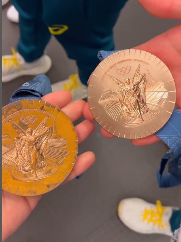 Natalya's medal on the left, a fresh Paralympic medal on the right. Photo: Instagram / _natalyadiehm