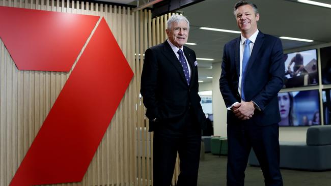 Seven West Media chairman Kerry Stokes and CEO James Warburton Picture: Nikki Short