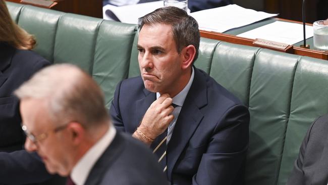 Treasurer Jim Chalmers in question time on Thursday. Picture: NCA NewsWire / Martin Ollman