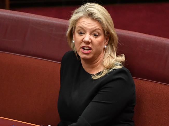 Minister for Agriculture Bridget McKenzie during debate on the Medevac Bill in the Senate chamber at Parliament House in Canberra, Wednesday, December 4, 2019. (AAP Image/Mick Tsikas) NO ARCHIVING