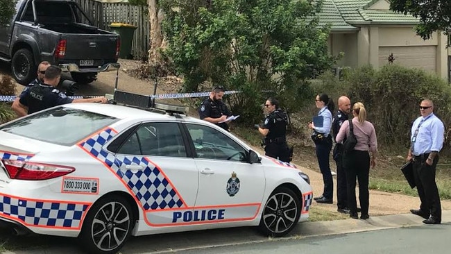 Police at the scene of a shooting at Upper Coomera overnight.