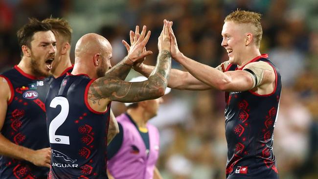 Clayton Oliver (right) and the Demons had looked in control. Pic: Getty Images