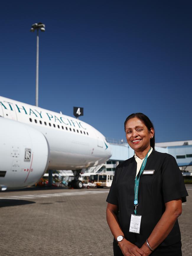 In 2018 Cathay Pacific manager on duty Cynthia Lee retired a year before the airline withdrew from the Cairns Hong Kong route after 41 years with the carrier. PICTURE: BRENDAN RADKE