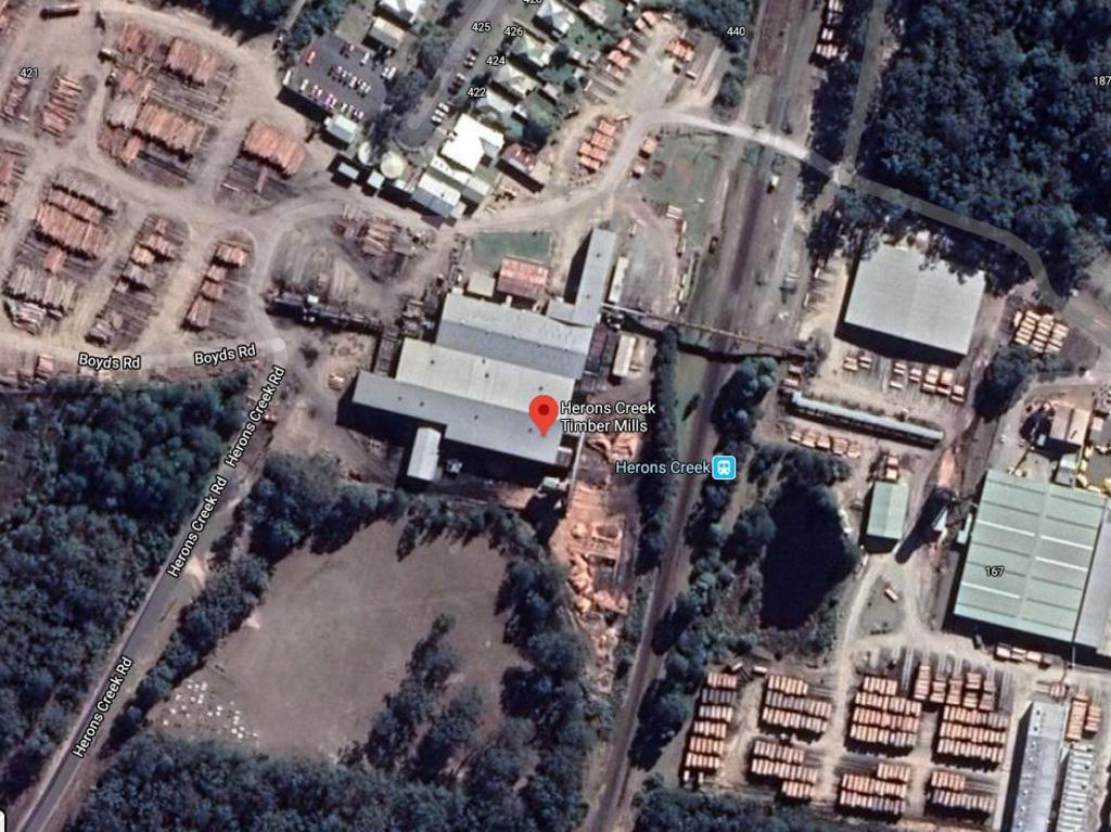 Police with cadaver dogs investigated this sawmill on Herons Creek Road in August 2019 for William Tyrrell’s remains. Picture: Google maps.