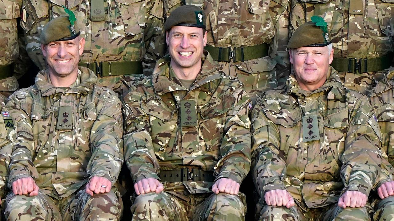 Prince William poses for a group photo with the regiment. Picture: Andrew Matthews