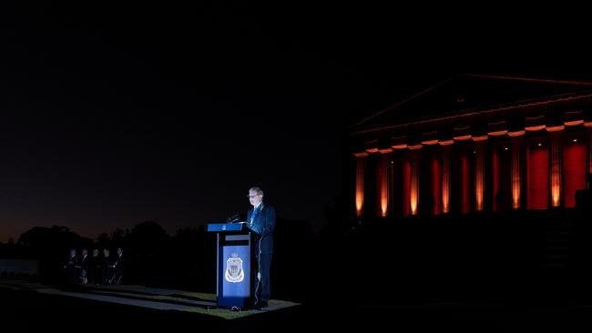 Lieutenant Governor of Victoria Professor James Angus AO delivers the Governor’s Address. Picture: Getty Images