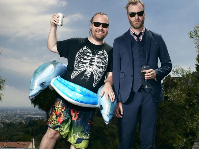 Filmmaker Tom Berninger (left) and his brother Matt, lead singer with US indie band The National, feature in documentary film Mistaken For Strangers. Picture: Supplied