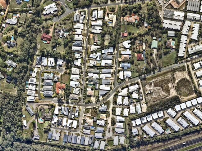 An aerial image of Buderim in 2023 which shows the increase in new homes in the area. Picture: Nearmap