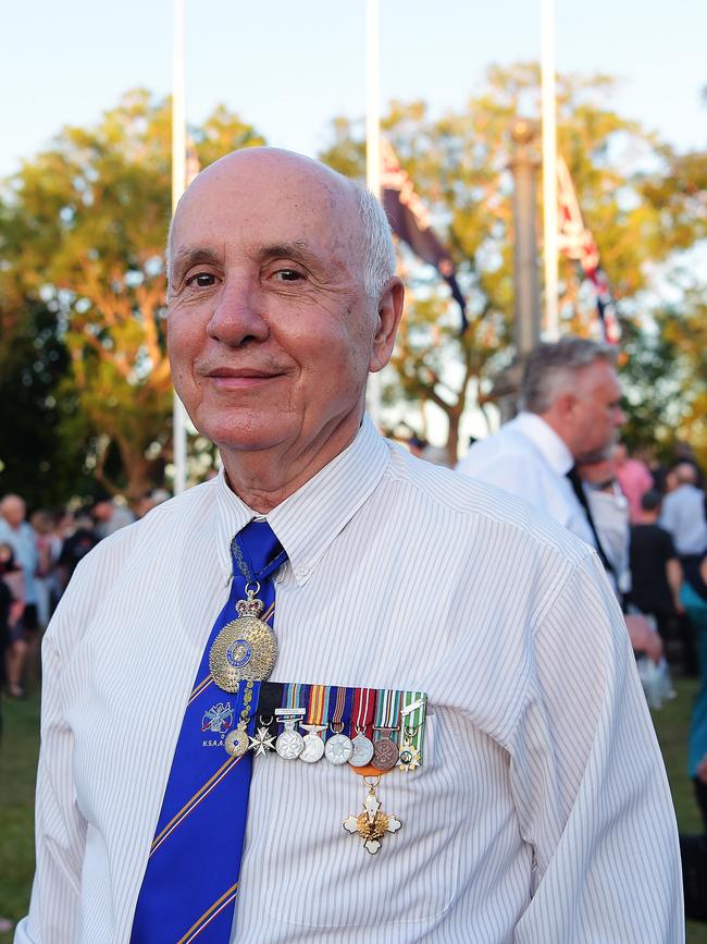 Vietnam veteran John Anictomatis at the Darwin Cenotaph Dawn Service, Wednesday, April 25, 2018. Picture: Keri Megelus