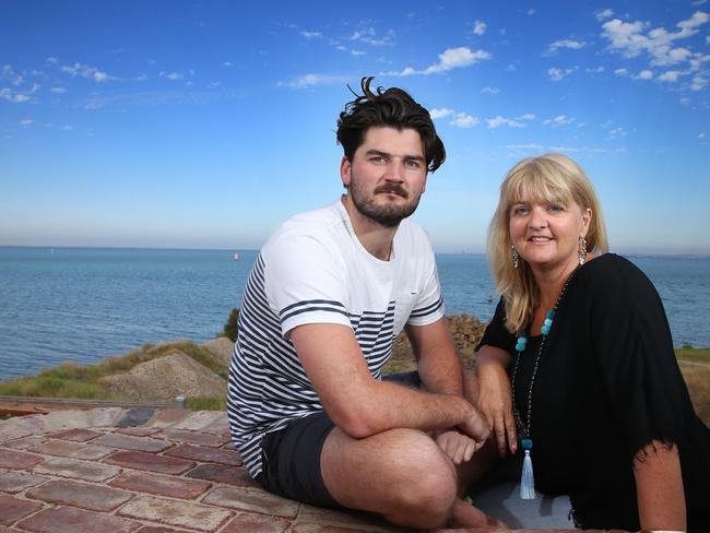 Tom Hanlon and mum Teresa. Picture: Glenn Ferguson