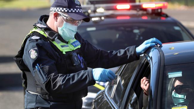 Police will be out in force again when regional Victoria’s lockdown lifts. Picture: NCA NewsWire/David Crosling