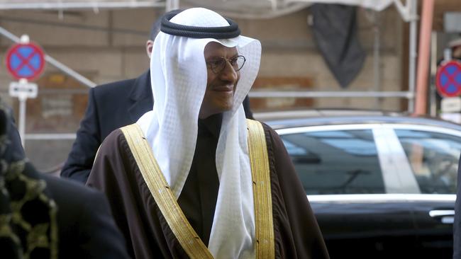 Prince Abdulaziz bin Salman Al-Saud, Minister of Energy of Saudi Arabia, arrives for a meeting of the OPEC, at their headquarters in Vienna, Austria. Picture: AP/ Ronald Zak.