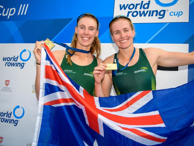 Amanda Bateman (left) and Harriet Hudson won the double scull at World Cup III in Poznan, Poland, the final international regatta before the Olympics. Photo: Rowing Australia