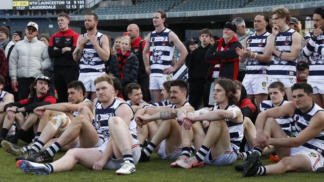 Lauderdale playing group after the loss. TSL grand final 2024 - North Launceston V Lauderdale. Picture: Nikki Davis-Jones