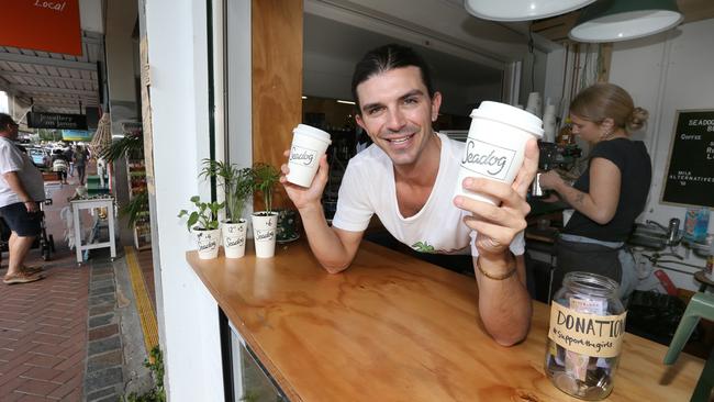 Owner of hole-in-wall cafe called Seadog at Burleigh Heads, Brodie Green. Photo: Mike Batterham