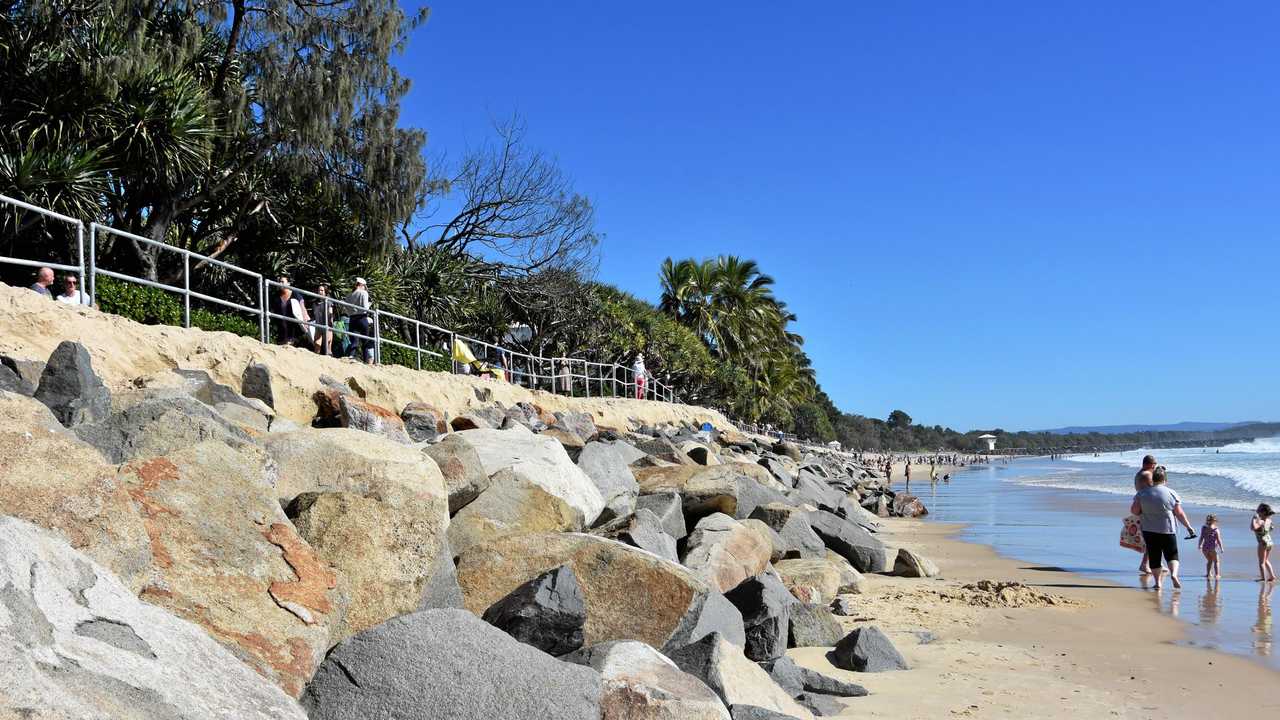 EROSION: It's deja vu at Noosa Main Beach as recent huge swell has once again striped sand from the beach. Picture: Caitlin Zerafa